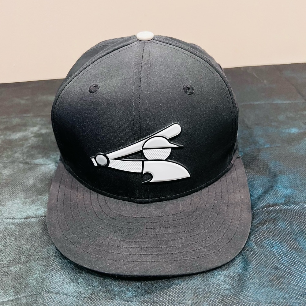 Black Baseball Cap With White Logo